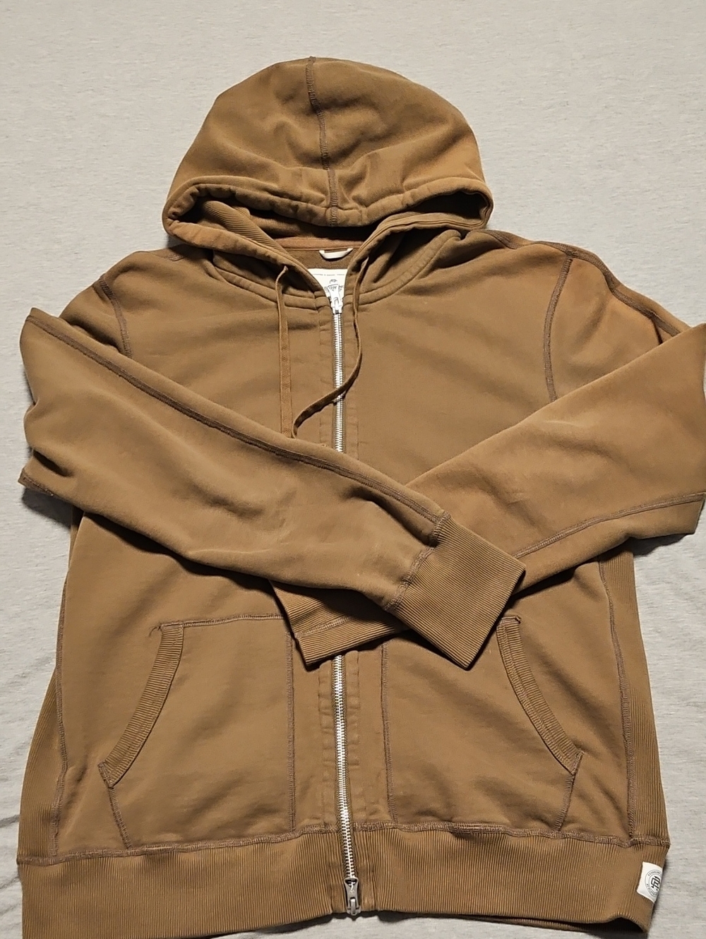 Reigning Champ Olive Brown Terry Zip-Up Hoodie